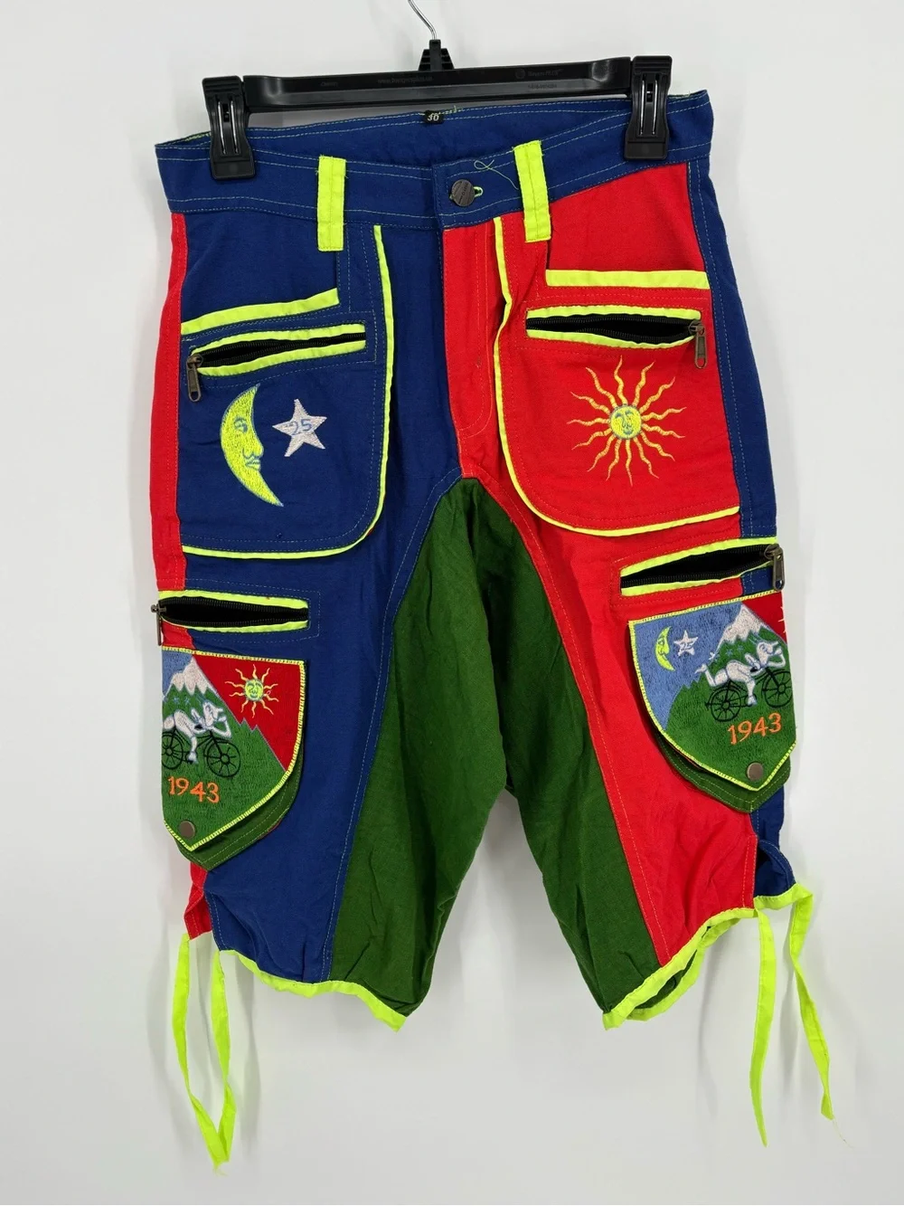 Bicycle Day 1943 Albert Hofmann Psychedelic Shorts Size 30 Trippy Rave Festival